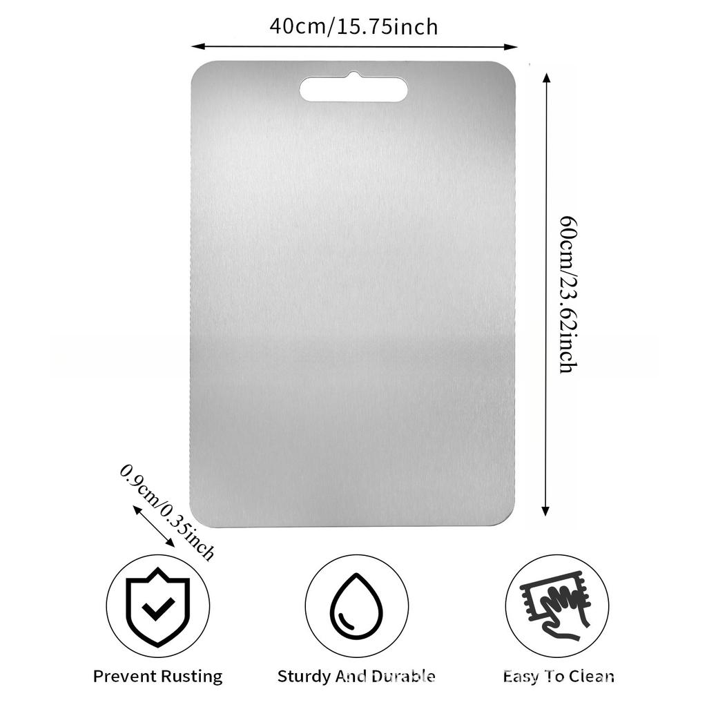 Кухонная разделочная доска из нержавеющей стали, двусторонняя разделочная доска пищевого класса для мяса, фруктов и теста