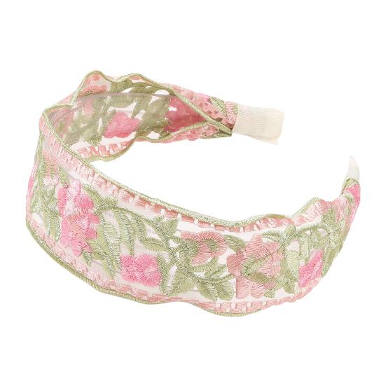 Широкая повязка на голову из сетчатой пряжи с вышитым цветочным узором в стиле ретро, мягкий эластичный ободок для волос, аксессуар для волос