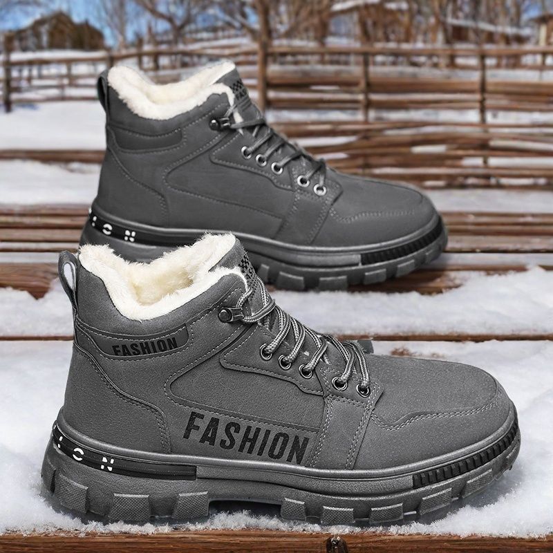 Ботинки для снега мужские зимние бархатные утолщенные утепленные высокие хлопковые ботинки для спорта на открытом воздухе нескользящие хлопковые ботинки