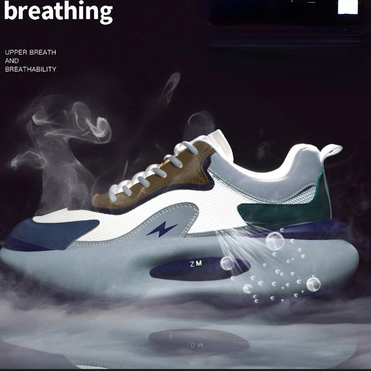 Спортивная обувь для мужчин. Новинка 2023 года. Мужские дышащие кроссовки из тканого материала с низким верхом и толстой подошвой.