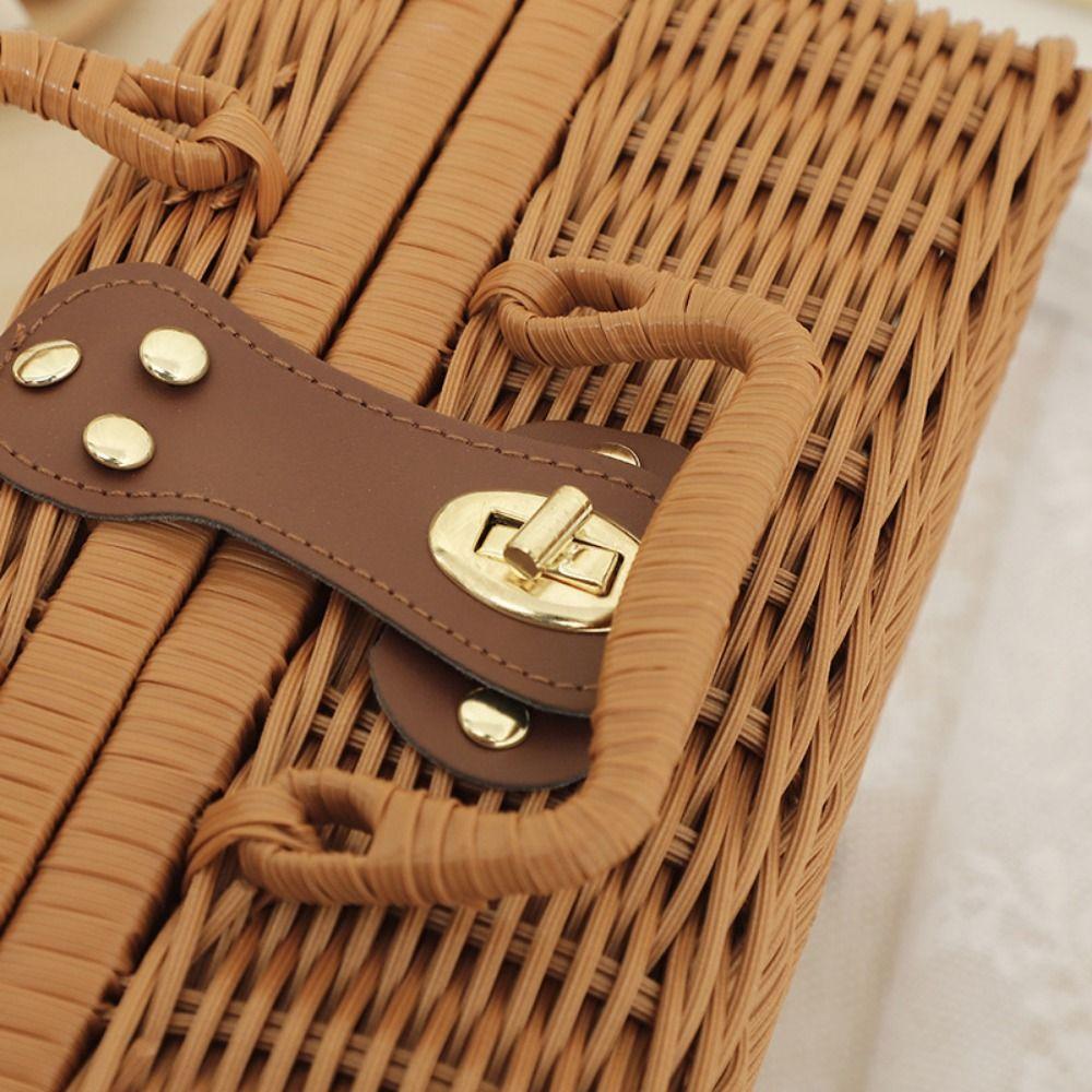 Simulation Weave Rattan Storage Box Household Wedding Suitcase ‘ Picnic Woven Baskets Wedding