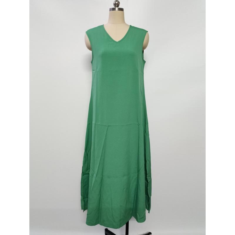 Sleeveless V-neck Side Split Summer Long Dress Elegant Fashion Loose Casual Simple A-line Party Maxi Long Dress Solid Color Woman Clothing
