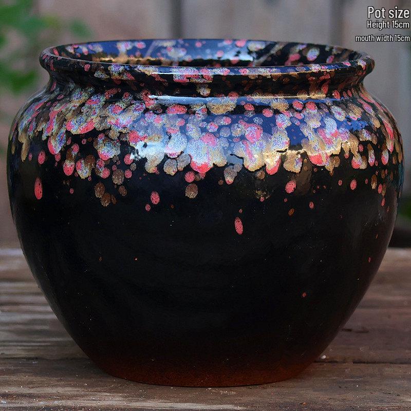 Handmade Coarse Purple Clay Ceramic Succulent Pot, Breathable Square Mouth, Large Opening for Green Plants