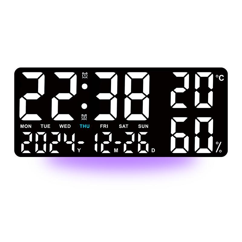 Large Digital Wall Clock with 7Colors Mood Light Remote Control Dual Alarm Timing Countdown Table Clock 12/24H Auto Dimmable LED Alarm Clock