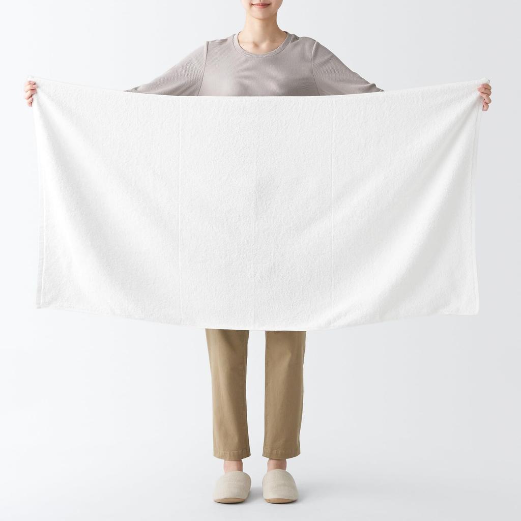 MUJI Fluffy Pile Large Bath Towels, Set of 4, 70 x 140 cm, Off-White/Soft, 84705519