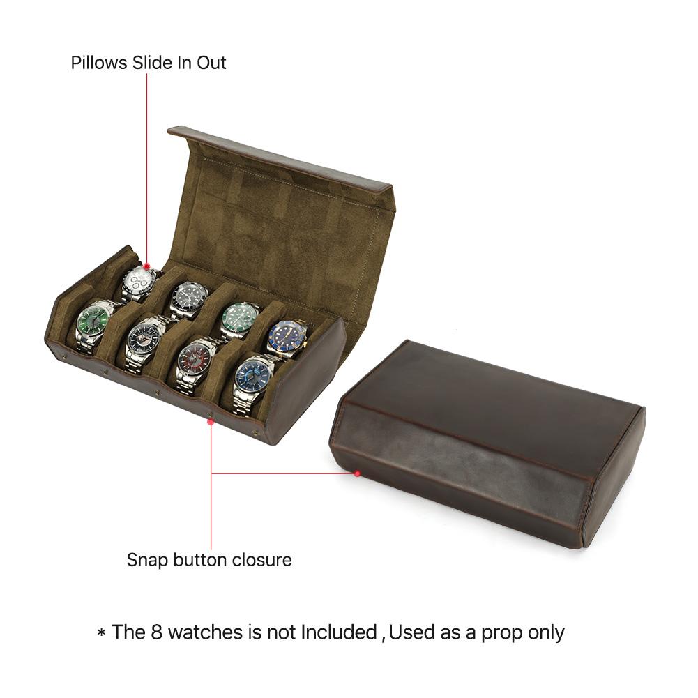 Натуральная кожа ручной работы, 8 слотов, чехол для часов, унисекс, коробка для часов, дисплей для ювелирных изделий, органайзер для хранения часов