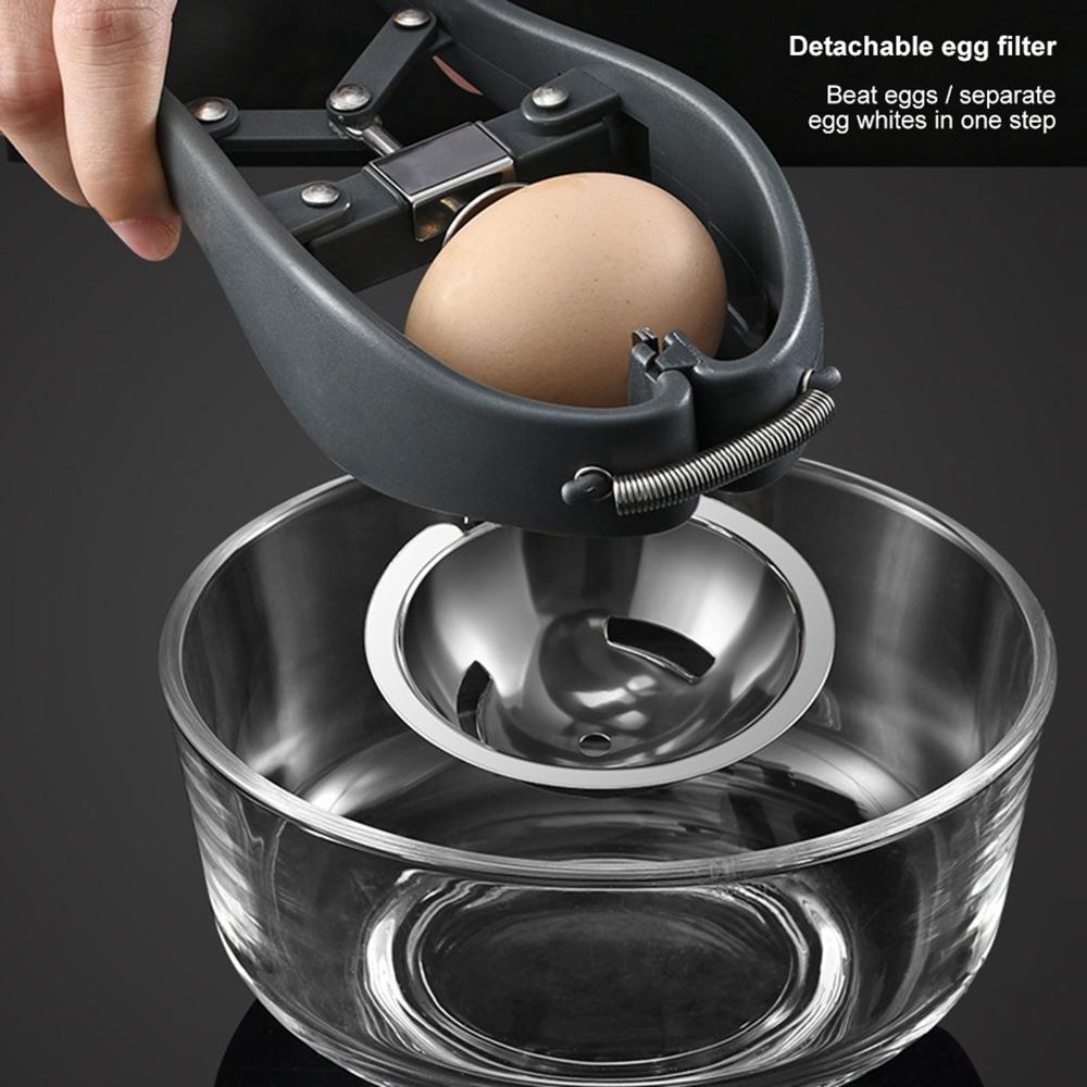 Black Egg Opener Spring Design Egg Cracker Durable Egg Separator Tool Home Cooking Baking