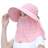 Women Sunscreen Hat Solid Color Large Brim Sun Hat for Face Protection