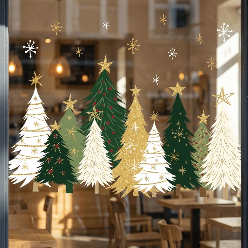 No-Glue Christmas Window Clings No-Adhesive Glass Decals New Static Stickers  Winter