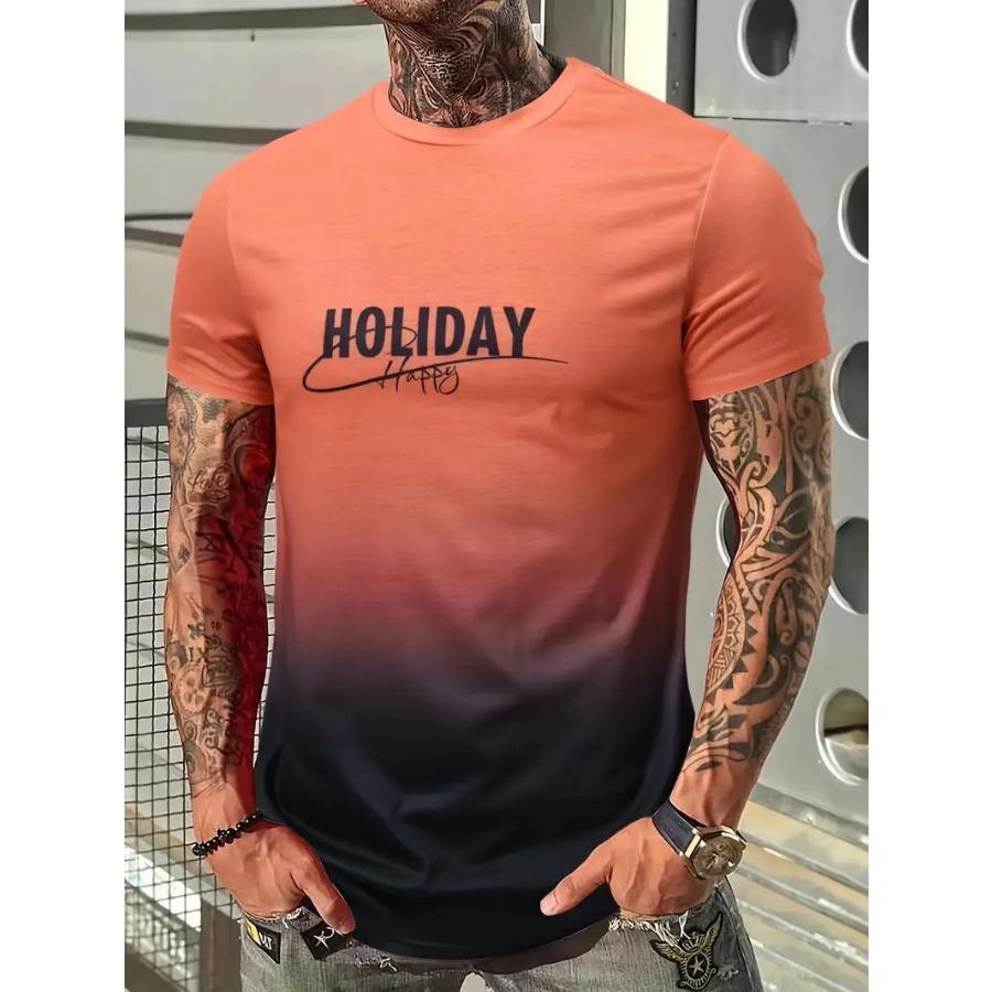 Letters Men's T-shirt 3D Printed Tees Male Simple Gradient Fashion Trend Short Sleeve T Shirts Casual Summer Clothing