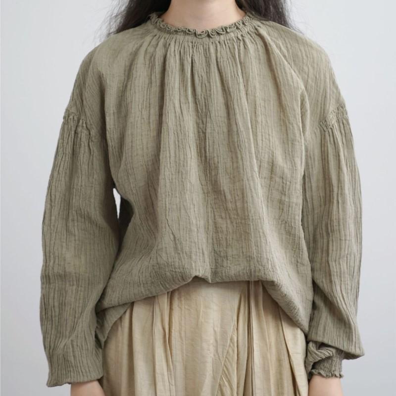 Johnature Женские винтажные футболки однотонные весенние с длинным рукавом с круглым вырезом в китайском стиле женские свободные футболки