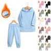 Children's Suit Boys And Girls Winter Long Sleeve Plus Fleece Hoodie Warm Hoodie Pants Sports Suit