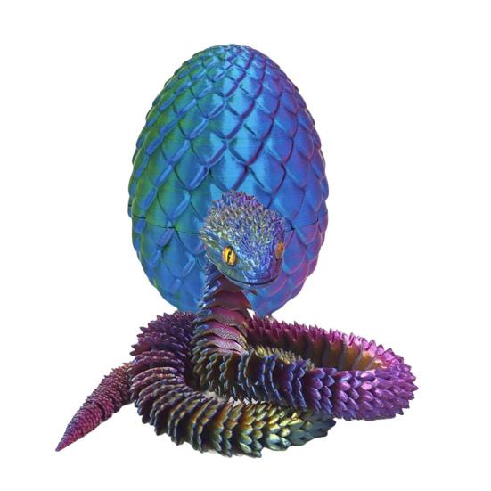 1 Набор 3D-печатная фигурка Яйцо Змеи С подвижными суставами Фигурка скорлупы яйца змеи Игрушка-антистресс Яйцо змеи с подвижной змеей внутри