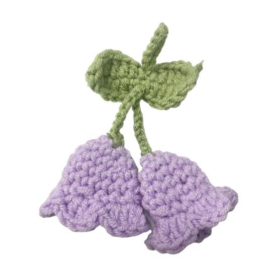 Вязаный брелок для ключей с цветком ручной работы, женский вязаный крючком шерстяной цветок, сумка в виде листа, подвески