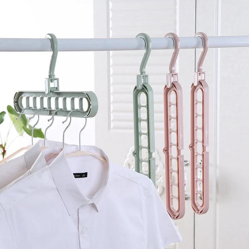 1pcs 37cm Multifunctional Space Saving Metal Hangers with Magic Hook 6 Hole Clothing Wardrobe Organize Hanger Holder