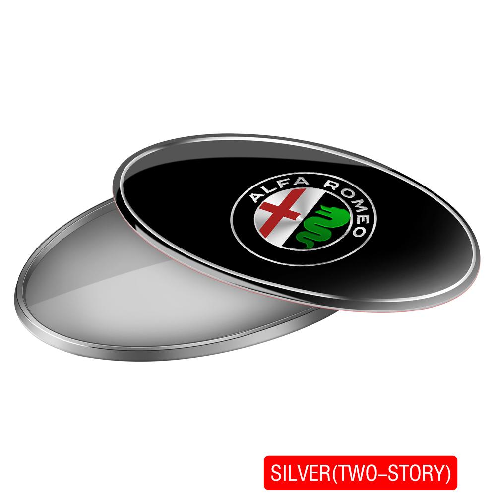 DDHQV1 1pc 3D Aluminium Ellipse Car Emblem Alfa Romeo Badge Decal Decorative Stickers For Alfa Romeo Giulietta GT 159 147 Accessories
