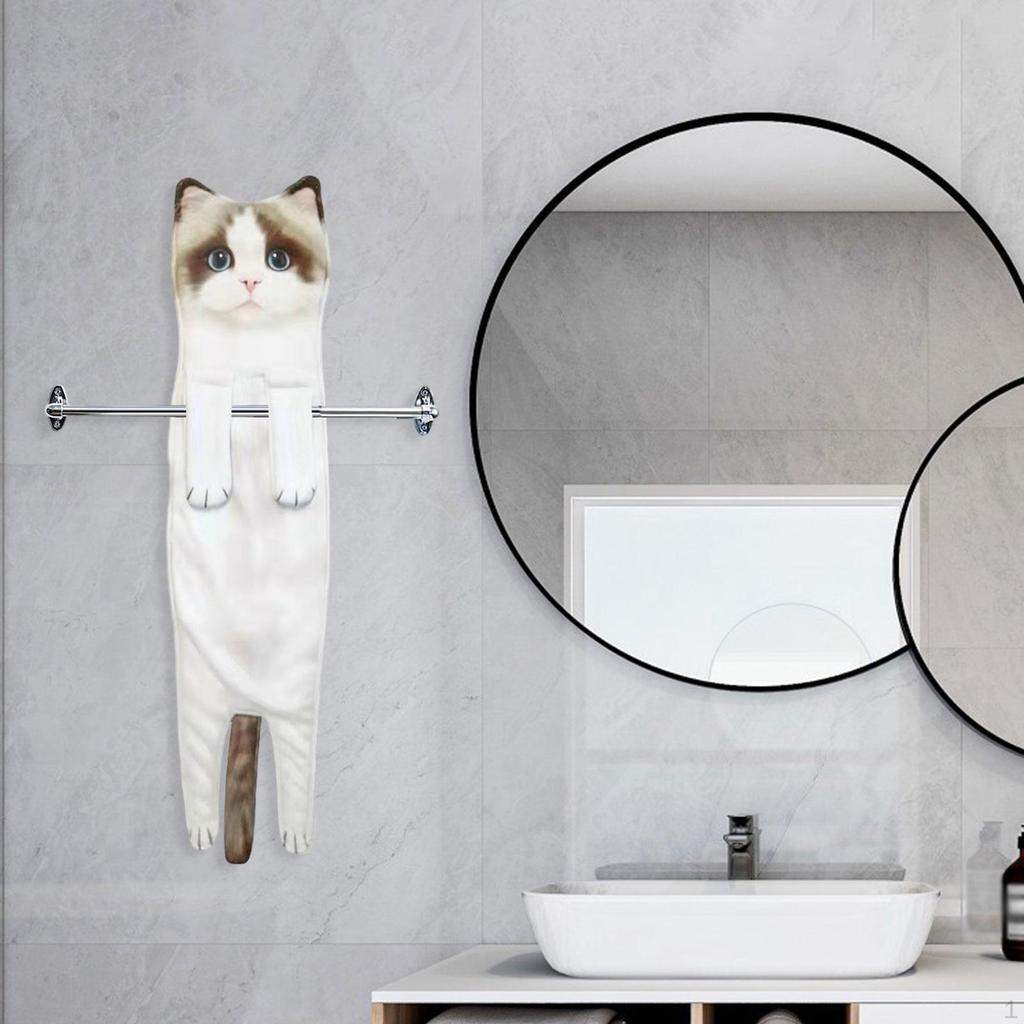 Полотенце для рук с изображением кота, впитывающее, симпатичное, мультяшное, для сушки, 13x55 см, для подарков