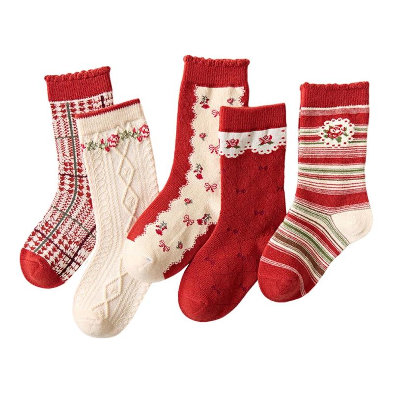 5 пар детских хлопковых рождественских носков для мальчиков и девочек, носки со снеговиком для малышей, носки Санта-Клауса, детские рождественские носки, красочные забавные носки, От 1 до 12 лет