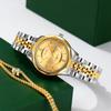 Часы Золотые Серебряные Нержавеющая сталь Стильные Классические Наручные Часы Женские Водонепроницаемые Аналоговые Брендовые Простые Часы Дата День недели Роскошный Подарок Золотые