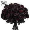 Artificial Flower Bouquets Realistic Silk Black Roses with Long Stems for Wedding Centerpieces Halloween Home Themed Event Decor Decor Faux