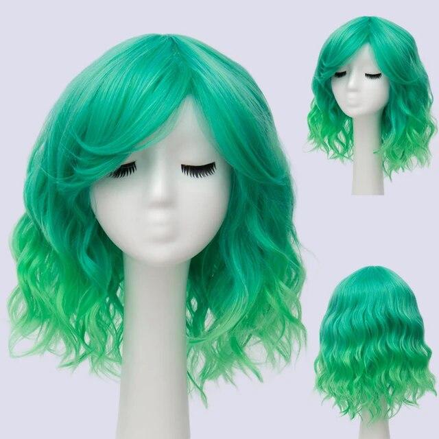 Short Bob Cosplay Wig for Women Synthetic Green Hair New Style Natural Supple Summer Heat Resistant Wig With Side Bangs