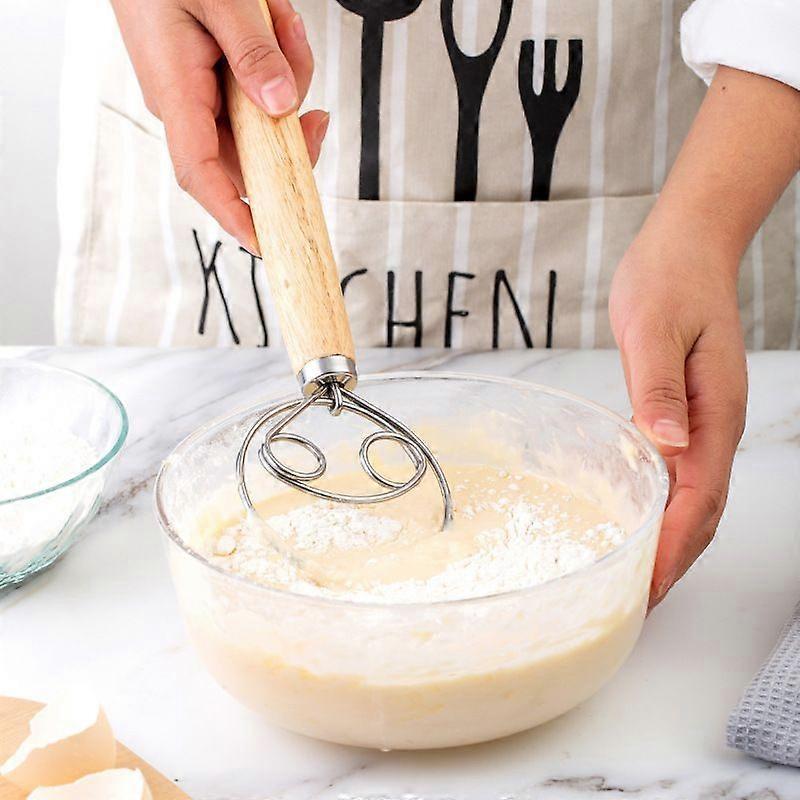 Dough Whisk Bread Mixer Premium Stainless Steel Whisk With a Dough Scraper for Bread, Pastry or Pizza Dough - Perfect Baking Tool(3pcs, silver)