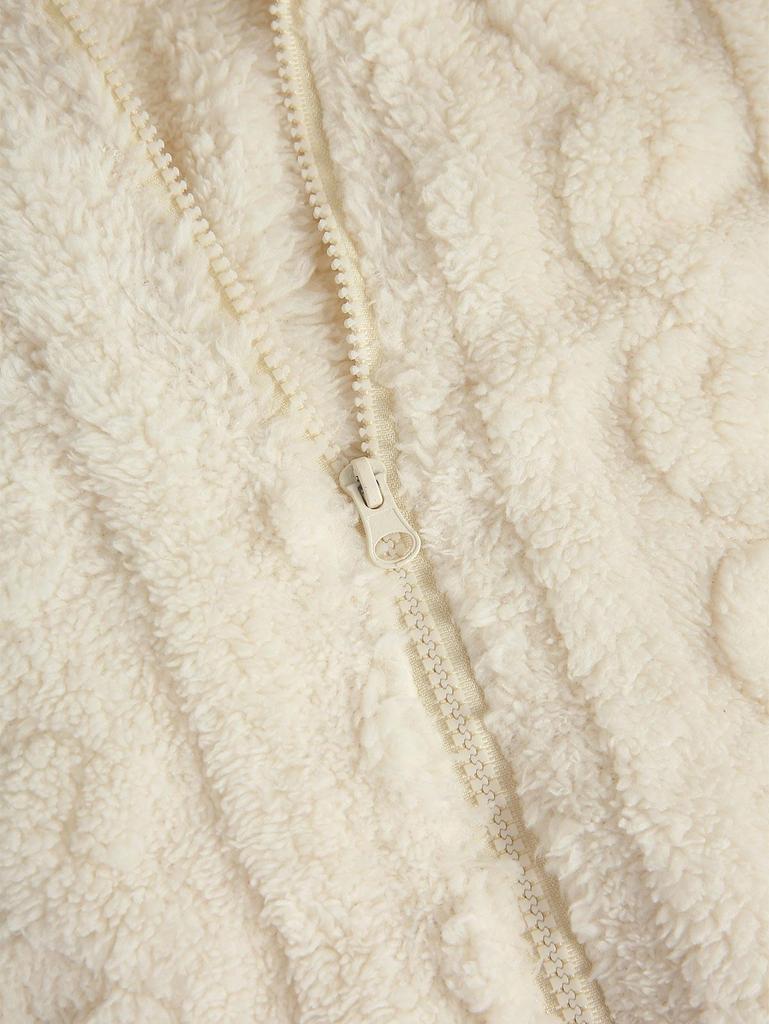 ZAFUL Женская толстовка с капюшоном из искусственного меха с карманом на молнии и геометрическим узором