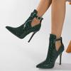 Liyke сексуальные зеленые туфли со змеиным принтом из кожи с острым носком для вечеринок и стриптиза на каблуках, ботильоны для женщин с пряжкой на ремне, весна-осень, туфли-лодочки