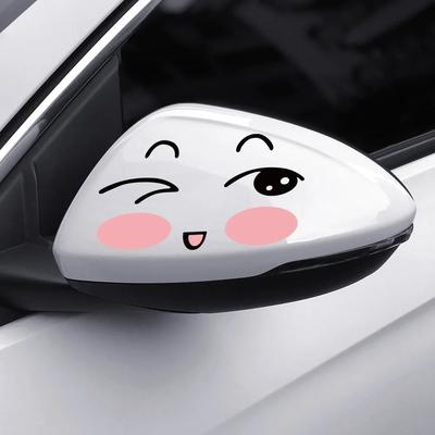 Милая улыбающаяся наклейка на зеркало заднего вида автомобиля, наклейка с лицом и улыбающимися глазами, креативная виниловая наклейка Сделай сам, забавная наклейка, декор, аксессуары для автомобиля