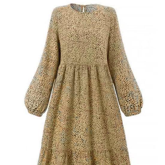 Женское платье макси с круглым вырезом и длинным рукавом, свободное трапециевидное платье с большим краем и точечным принтом, винтажное мягкое лоскутное платье Дубай, Турция, длинное платье-халат Абая