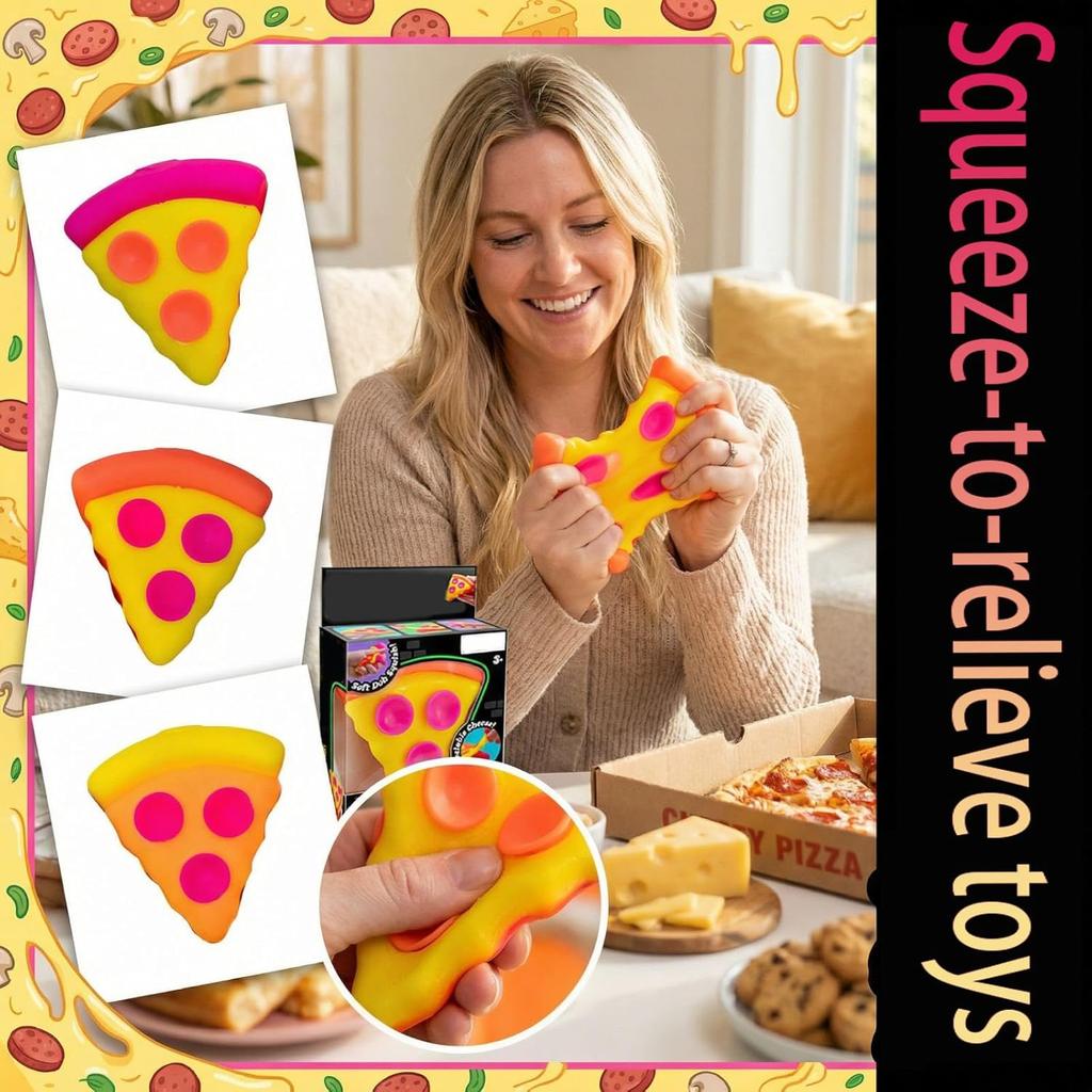 Needoh Pizza Squishy Sensory Fidget Toy Soft Squeeze Stress Relief Desktop Focus Relaxation Adult Daily Decompression Gift