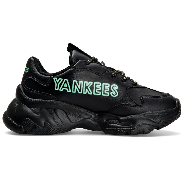 MLB Big Ball Chunky A Neon Leather Fashion Sports Non-Slip Wear-Resistant Low-Top Dad Shoes Unisex sneakers Black 3ASHBCN3N-50BKS