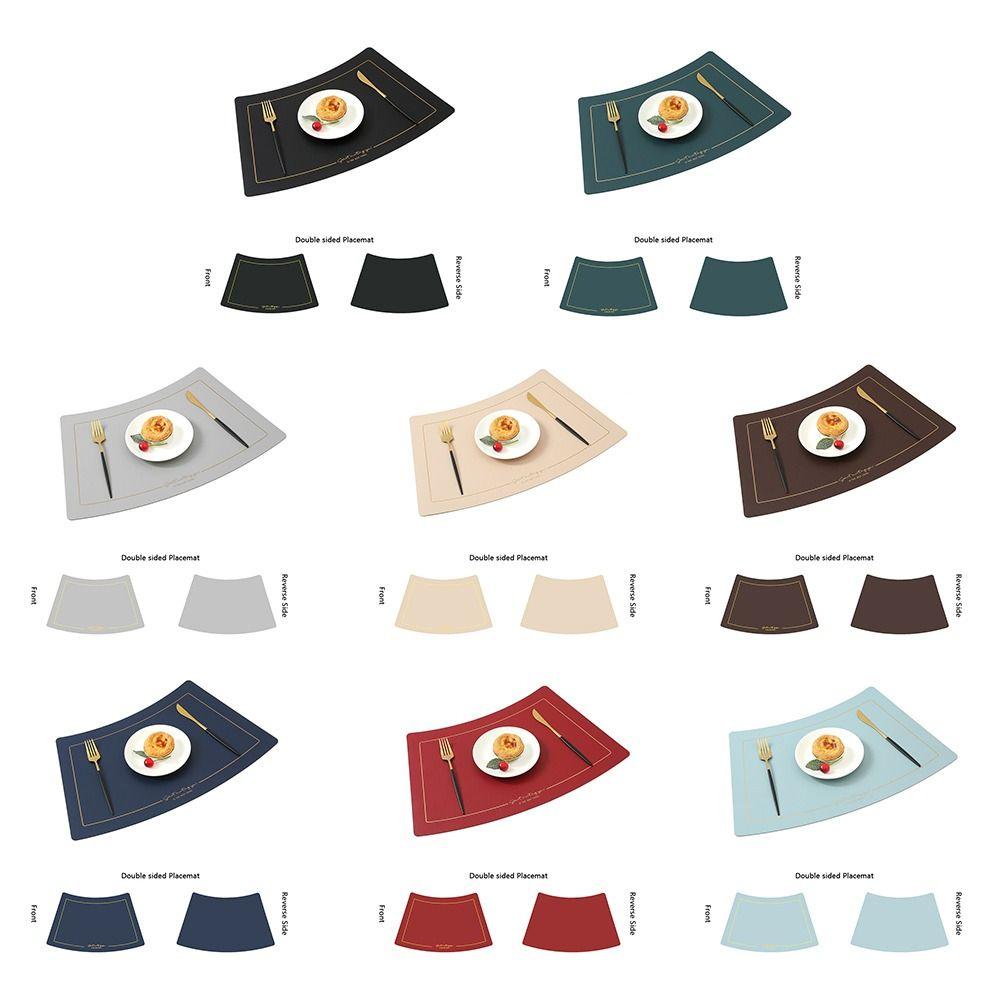 Chinese Style Leather Placemat PU Leather Oil Proof Mat New Western Placemat  Home Decor