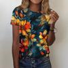 Women's Fashion Casual Printed Round Neck Short Sleeved T-Shirt Top T-Shirt Top Top