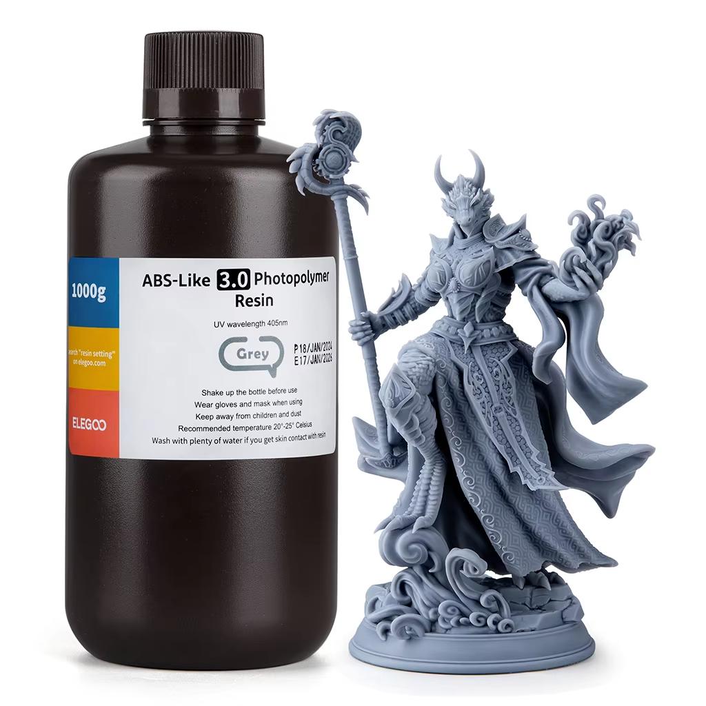ELEGOO ABS-Like 3.0 3D Printer Resin 1kg,405nm UV-Curing Photopolymer Resin for MSLA LCD 3D Printing with Strength and Toughness