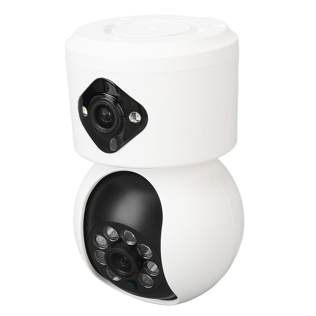 Security Camera Dual Lens HD Night Vision 2 Way Intercom Smart Indoor Camera 100‑240V EU Plug
