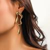 Creative Metal Irregular Water Drops Stud Earrings for Women Vintage Gold Color Geometric Long Earrings