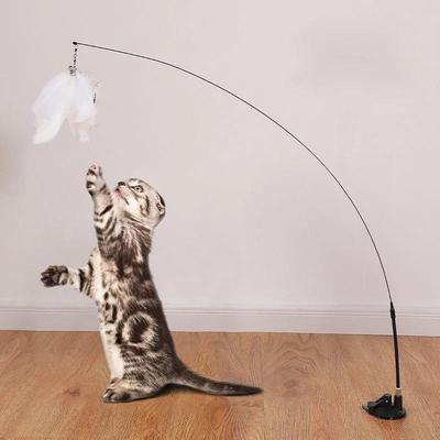 Интерактивная игрушка для кошек Handfree Cat Stick Играющий котенок Играющий тизер Палочка Игрушка на присоске Птица/перо Кошачья палочка Товары для домашних животных