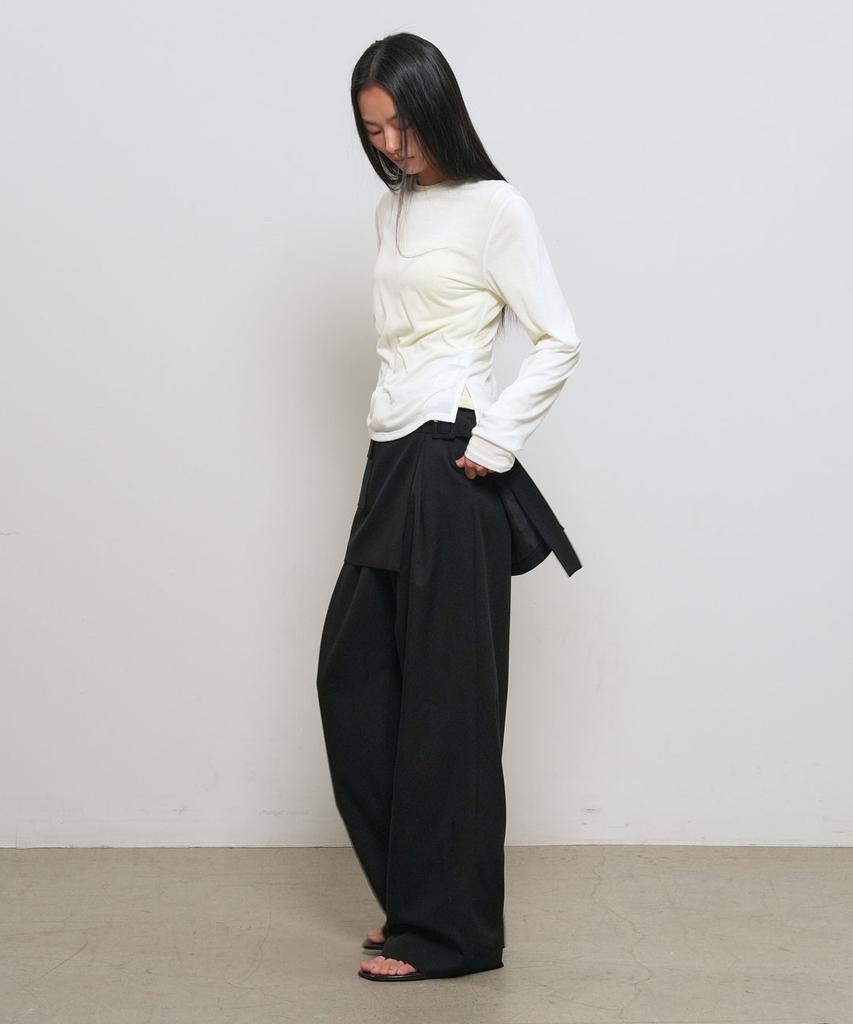 GENERALIDEA Shirred Long Sleeve T-Shirt [White] / Gf2Lts517