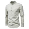 Men's Shirts M-5XL Casual Linen Shirt Long Sleeve Shirt Slim Fit Stand Collar Shirt Men