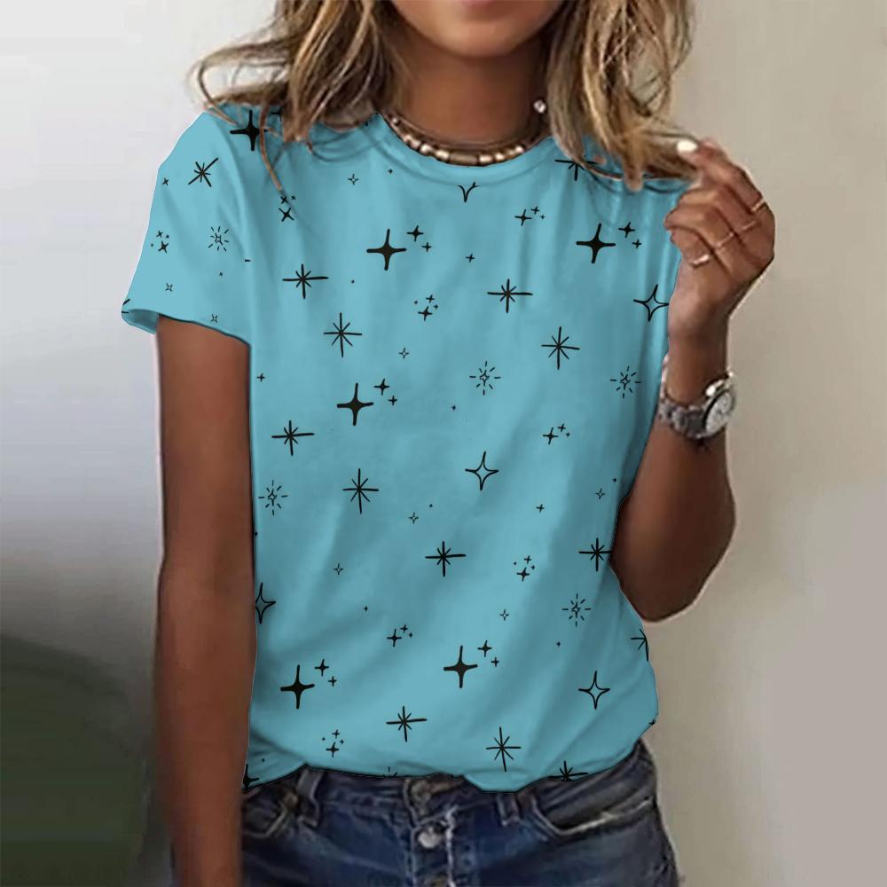 Summer Fashion 3d Printed Geometric Pattern Women's T Shirt Casual Simple Loose Round Neck Short Sleeved Top 2024