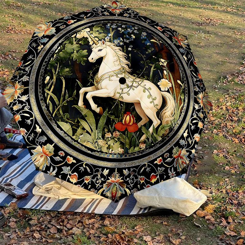 1PC unicorn floral Umbrella-8-Rib Reinforced, Automatic Open, Lightweight & Durable, Cute Fashion Accessory for Outdoor-P2652