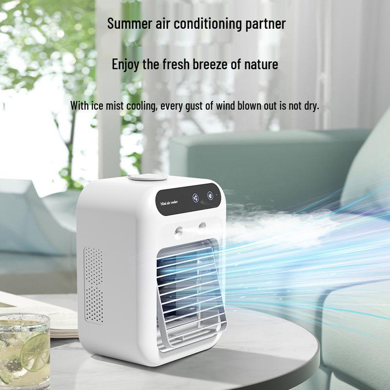 Mini Desktop Cooling Fan: Mobile Air Conditioner for Dorms - Compact Cold Air Fan for Students