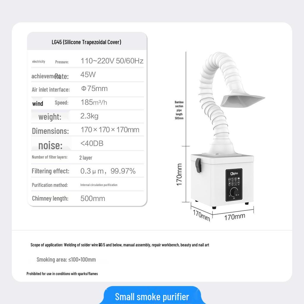 Desktop Fume Extractor for Soldering and Welding - Compact Smoke Purifier and Filter Machine