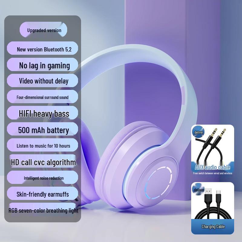 Беспроводные накладные Bluetooth-наушники с большими амбушюрами, с шумоподавлением для женщин - Идеально подходят для музыки и спорта