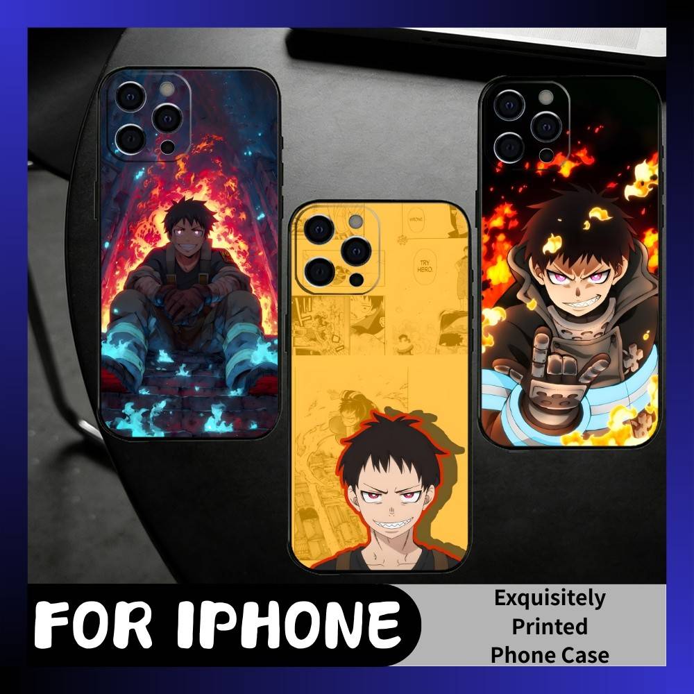 FF Аниме S-SHINRA Пост-печать Чехол для телефона Для iPhone17,16,15,14,13,12 Plus,Max Мягкий силикон Черный чехол