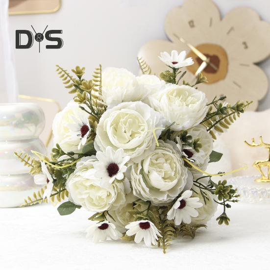 Букеты из искусственных цветов, искусственные ромашки, пионы, букеты, искусственные цветы, центральные украшения для стола, цветочные композиции для дома, свадебные украшения для отеля