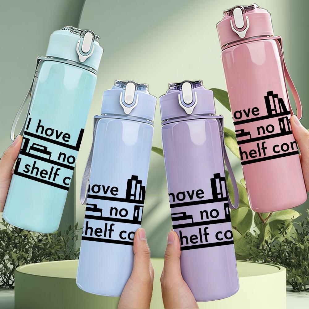 1PC I Have No Shelf Control Book Art 750ml Color Plastic Sports Water Bottle Leakproof Flip Straw Lid Suitable for Sports Office Home Use