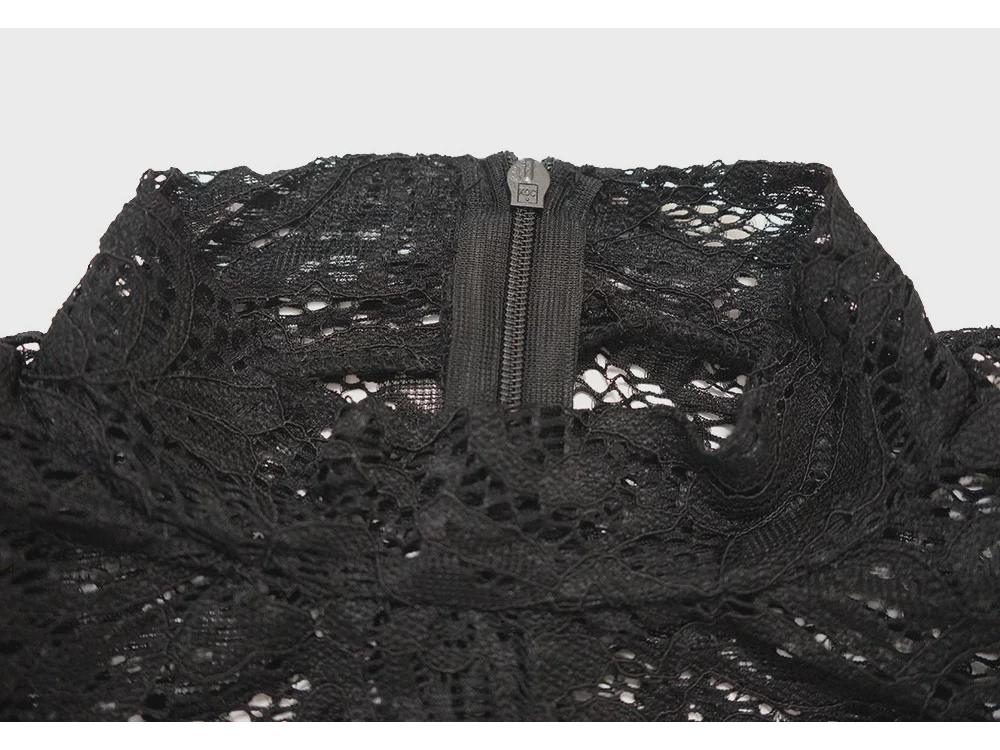 European & American Women's Transparent Lace Two-Piece Nightclub Set