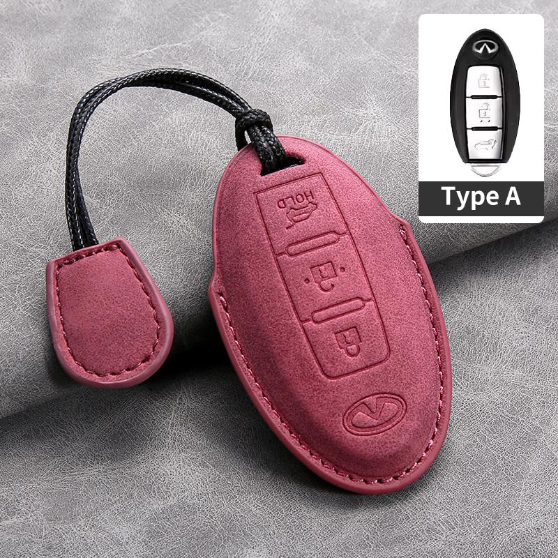 Leather Car Key Cover Case for Infiniti Q50L QX50 QX60 QX55 Q70 Q70L Q30 QX30 QX70 ESQ XQ80 XQ60 Q60S Car Key Rope Keyring